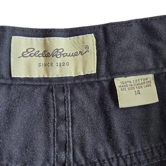 Eddie Bauer Relaxed Fit High Waist Black Chino Jean Shorts w/ Pockets Women's 14 - Picture 5 of 5